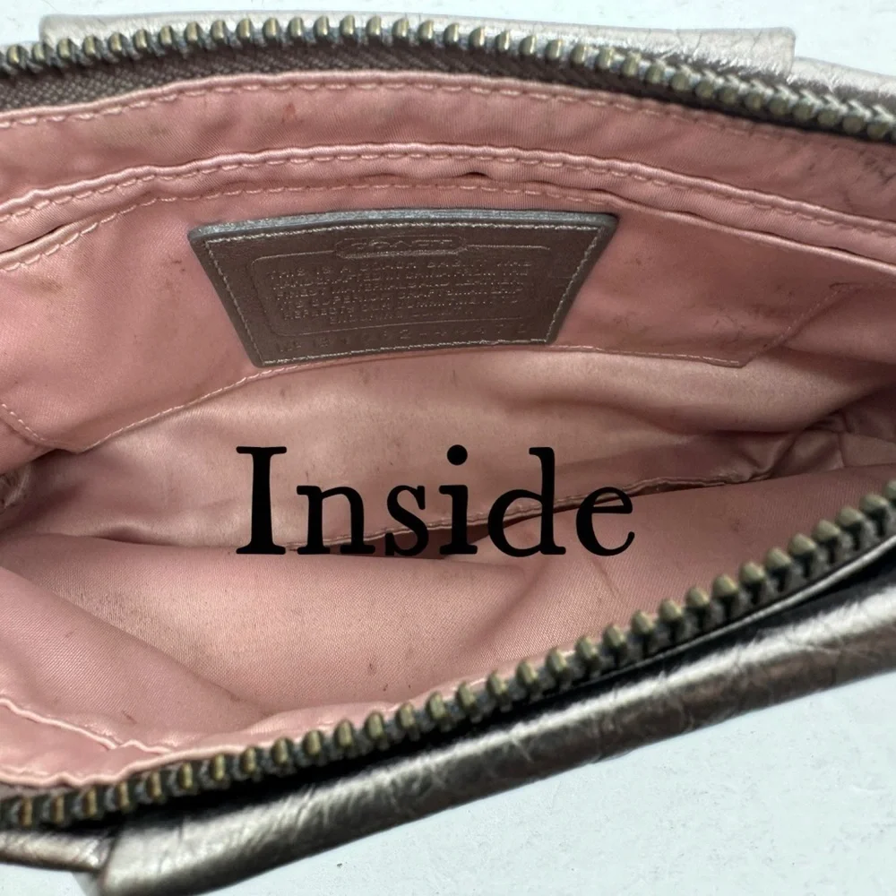 Coach Metallic Gunmetal Clutch Wristlet Bag 44470